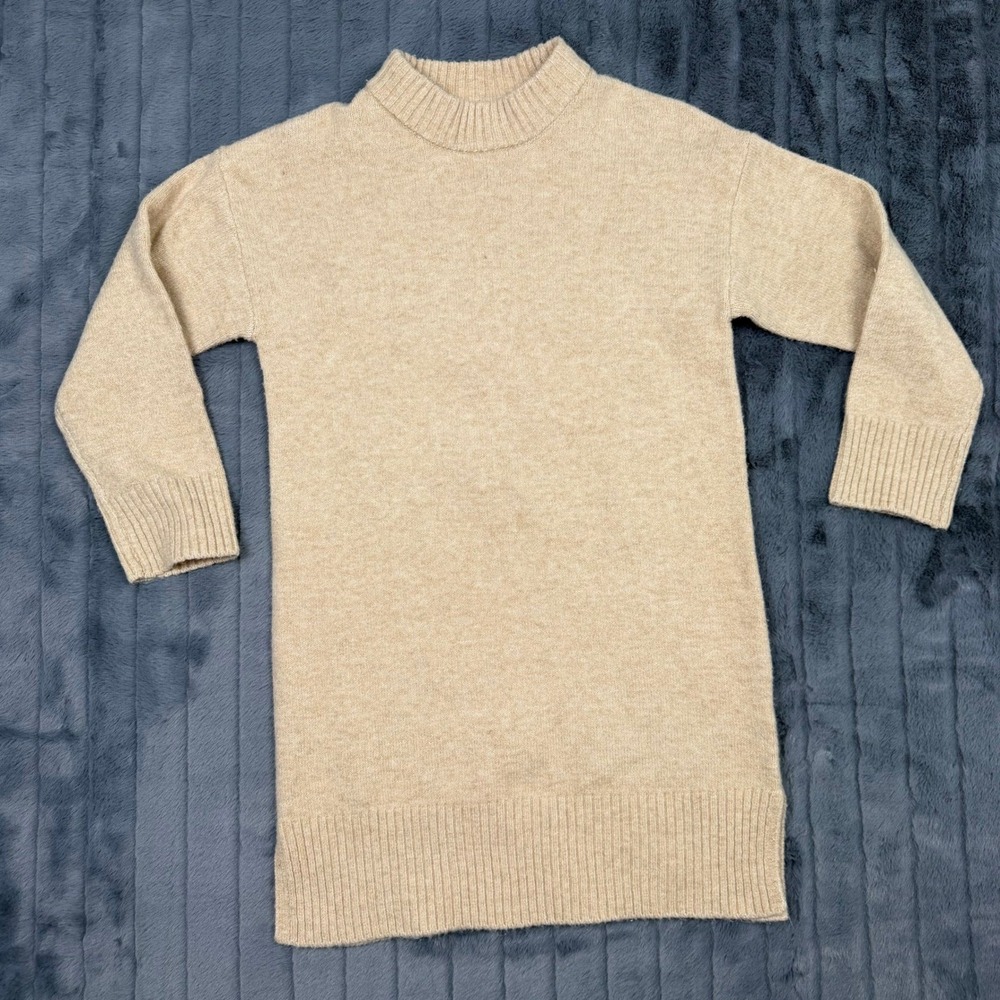 Zara Kids Beige Oatmeal Knit Mock Neck Sweater Dress Size 9-10 140cm 8383